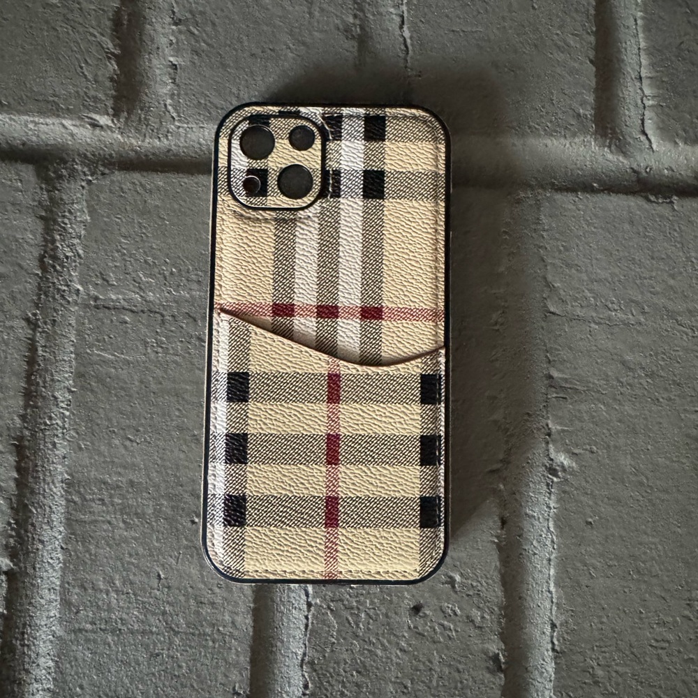 Plaid IPhone 13 case with card slot